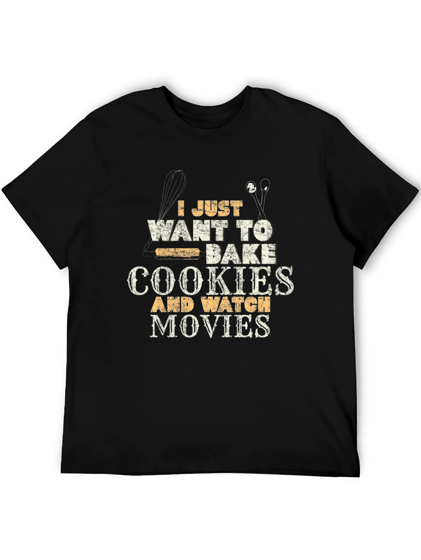 Bake Cookies Watch Movies Graphic Tee - Novelty Humor T-Shirt