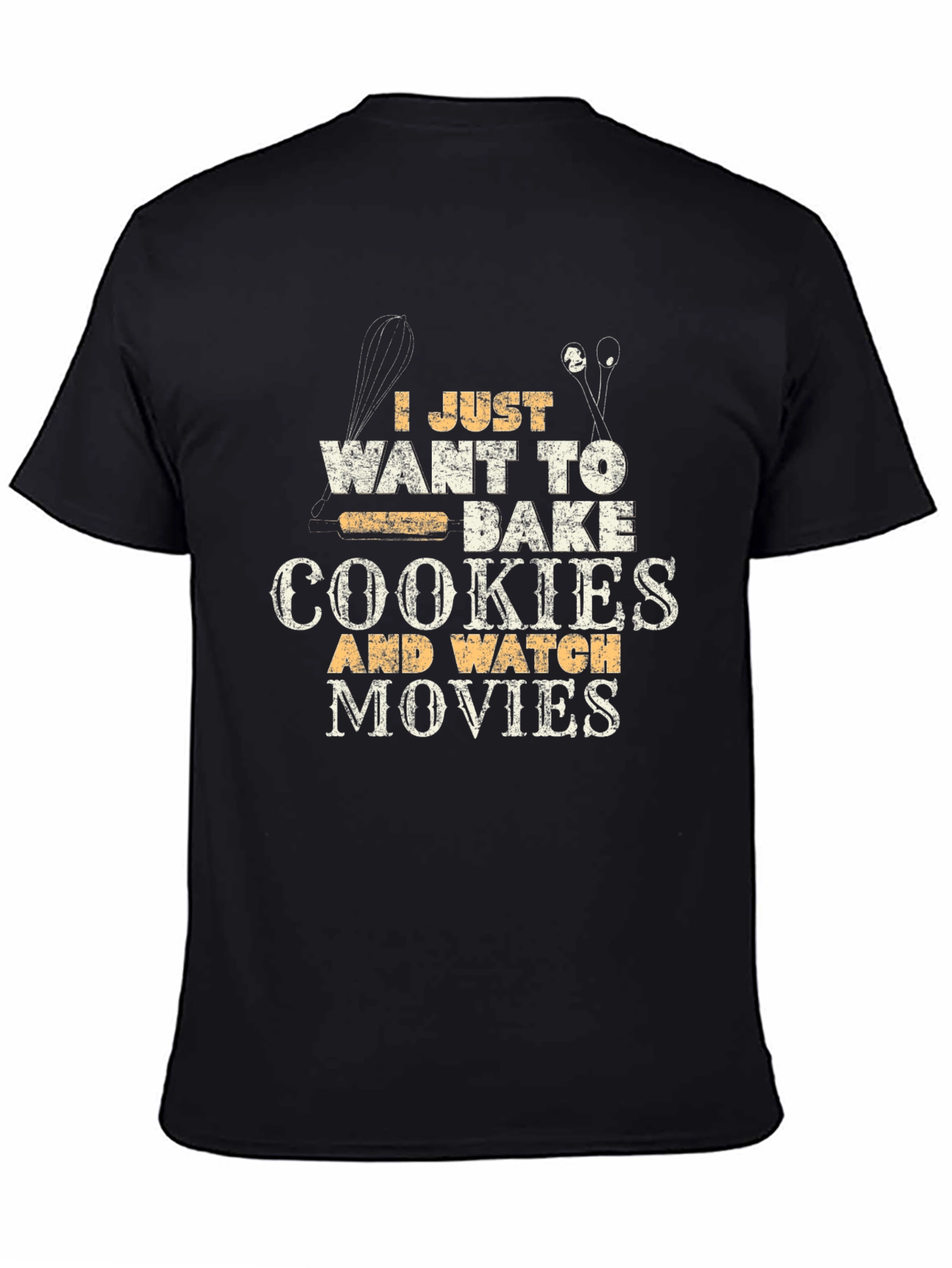 Bake Cookies Watch Movies Graphic Tee - Novelty Humor T-Shirt