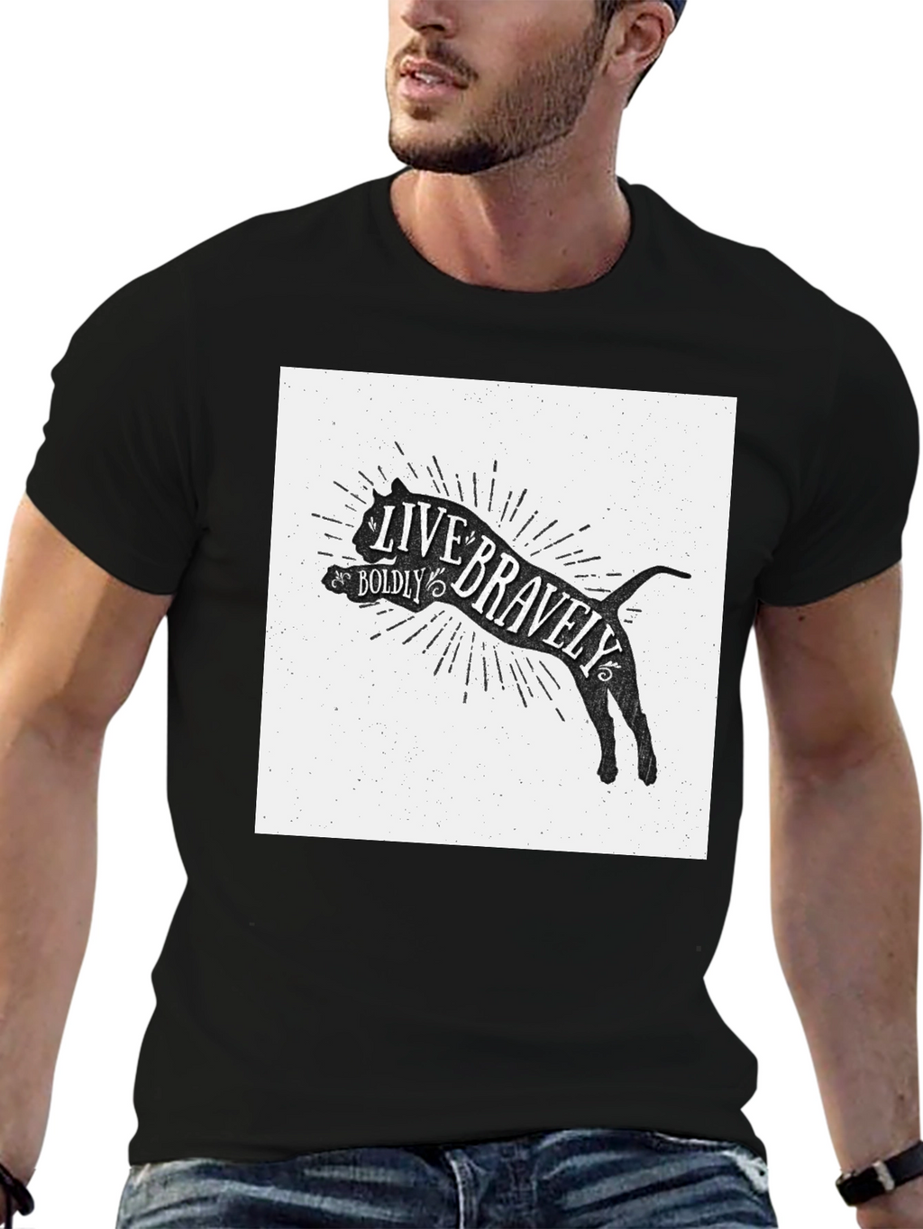 Live Bravely Boldly T-Shirt - Black Crew Neck
