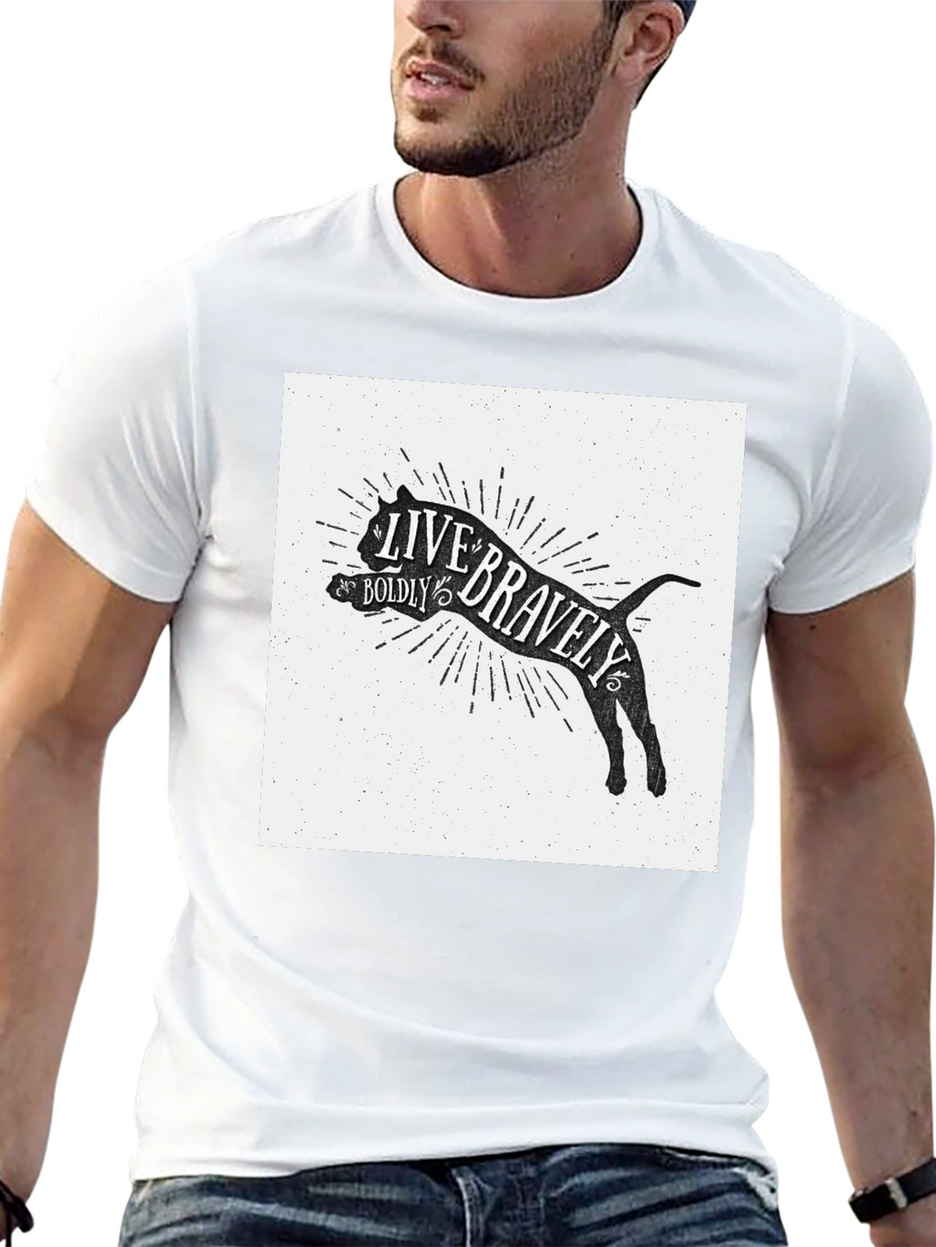 Live Bravely Boldly T-Shirt - Black Crew Neck