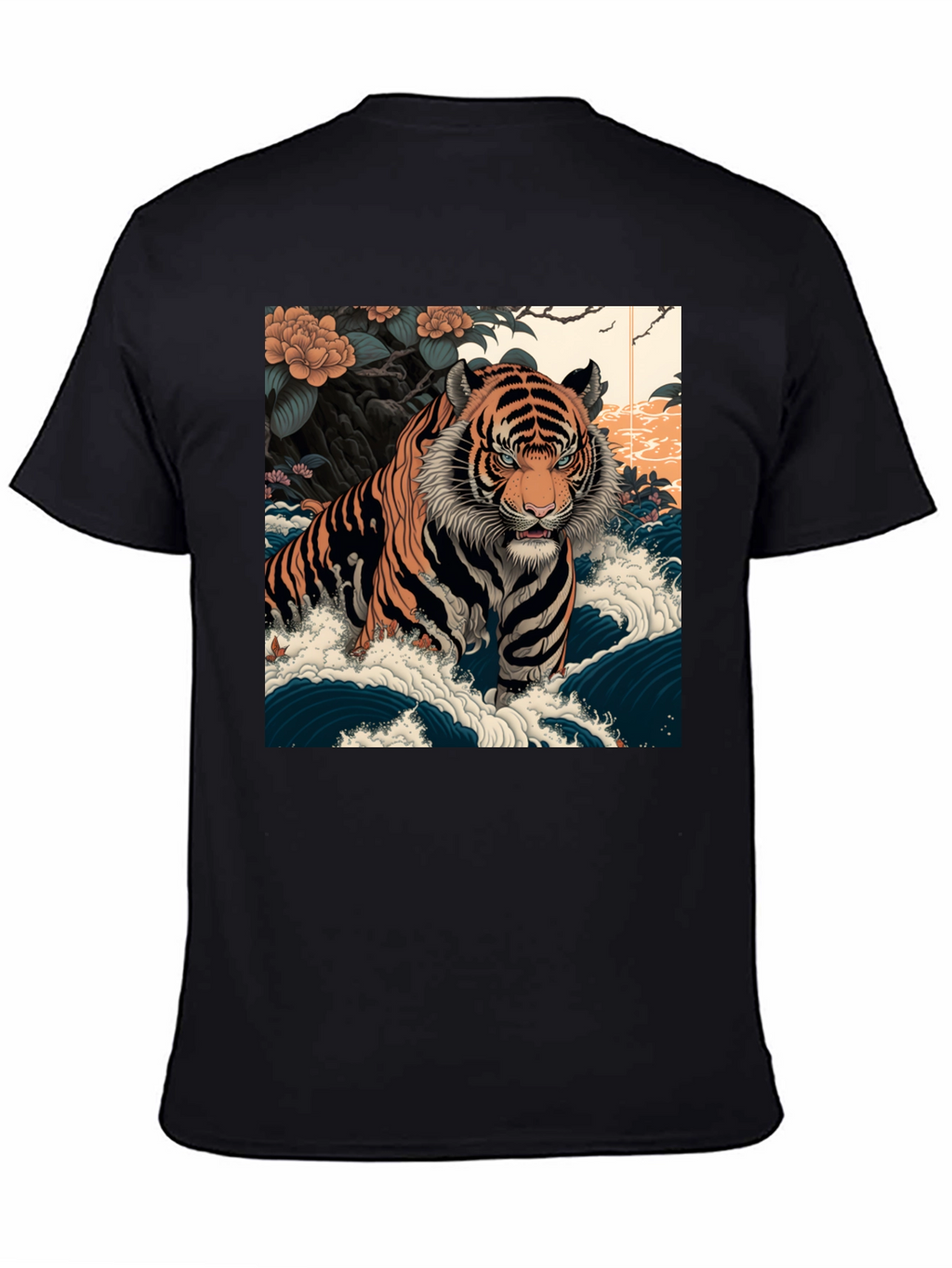 Tiger Wave Graphic Tee - Mens Black T-Shirt
