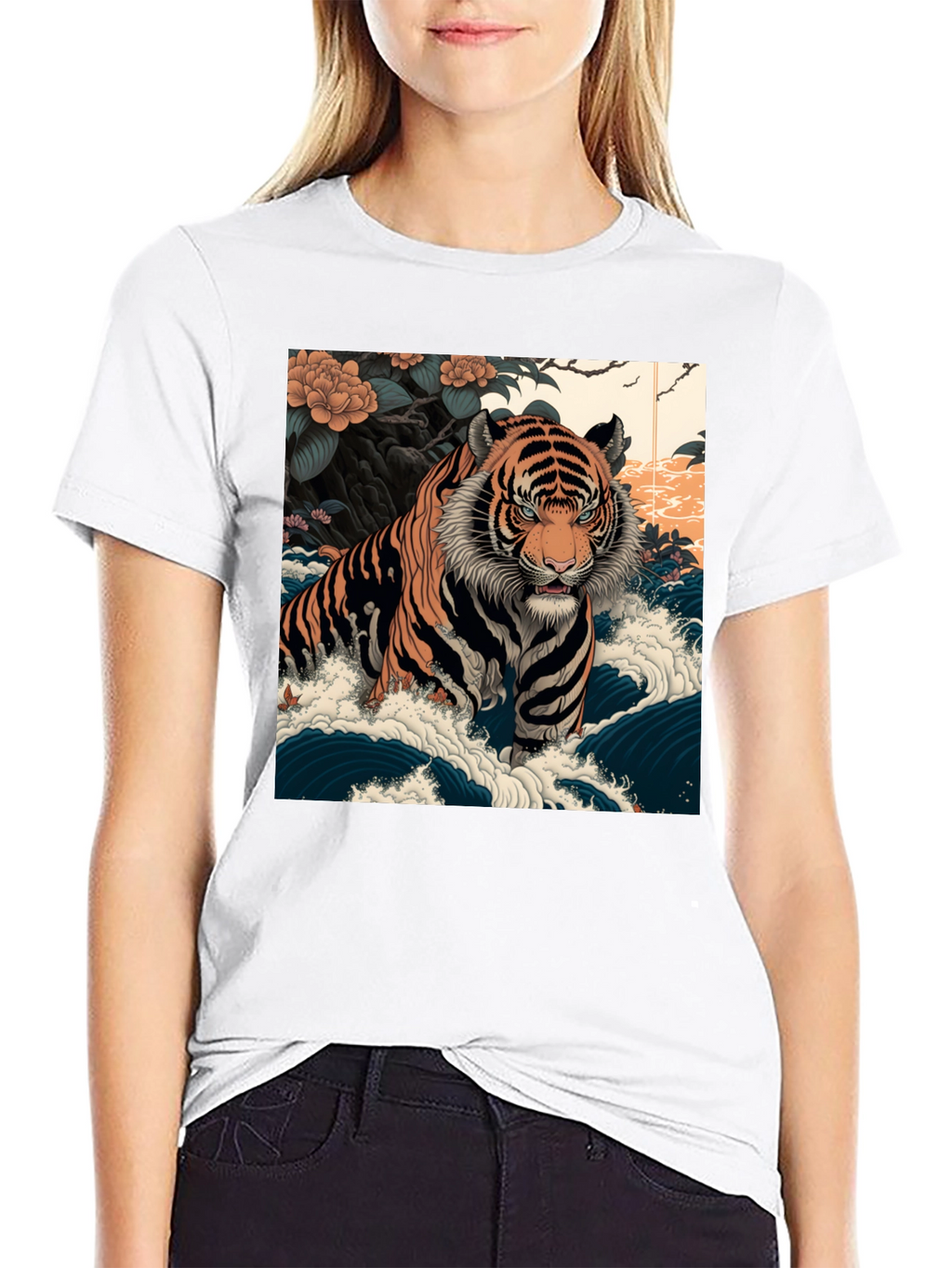 Tiger Wave Graphic Tee - Mens Black T-Shirt