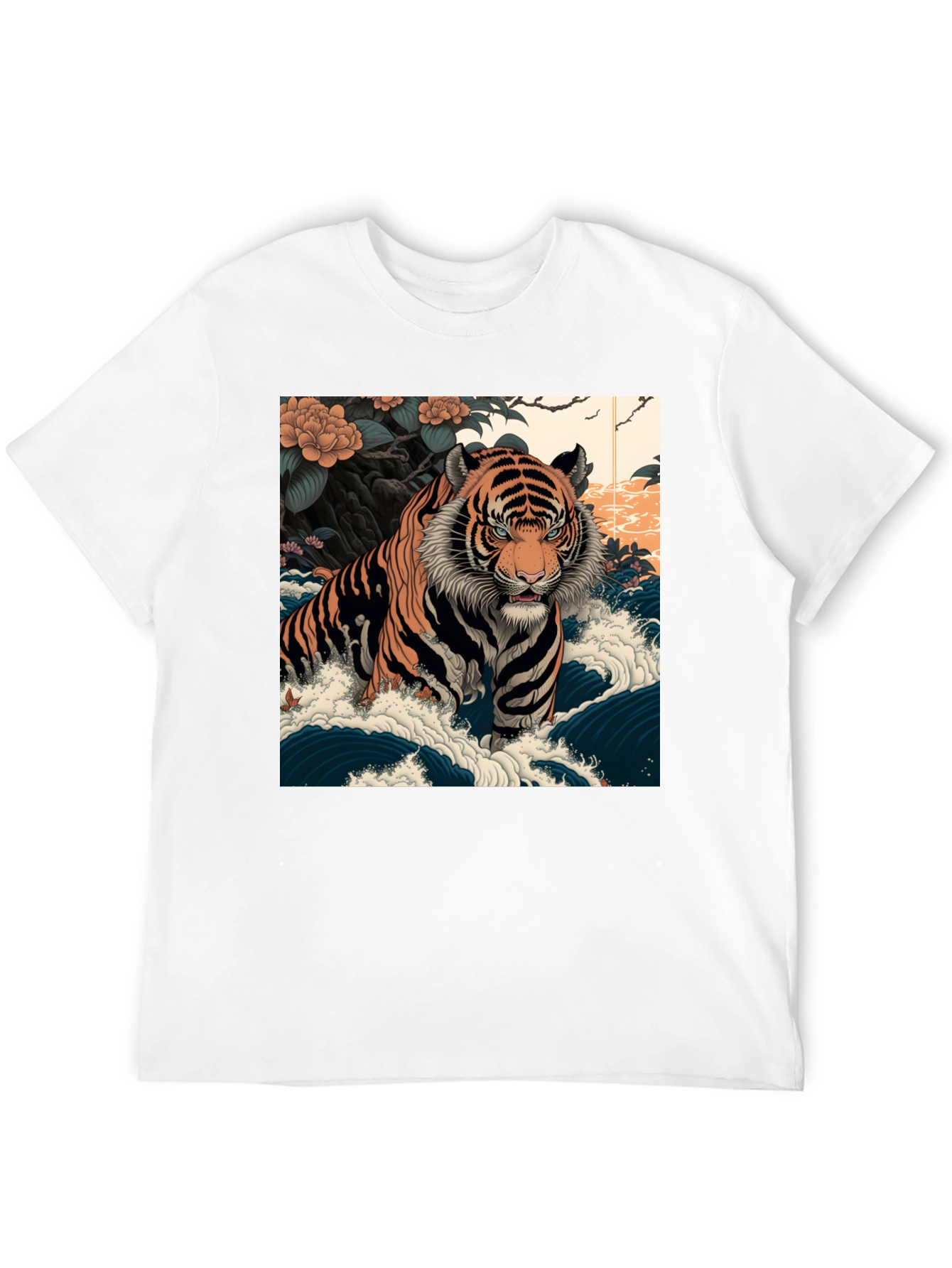 Tiger Wave Graphic Tee - Mens Black T-Shirt