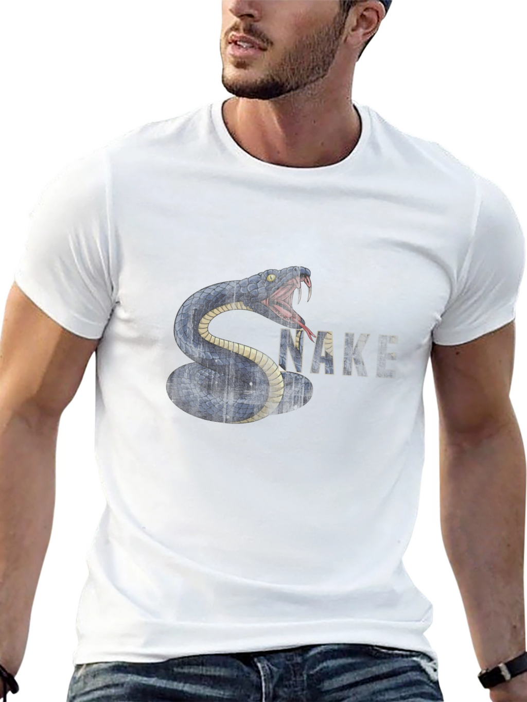 Snake Graphic T-Shirt - Black Cotton Tee
