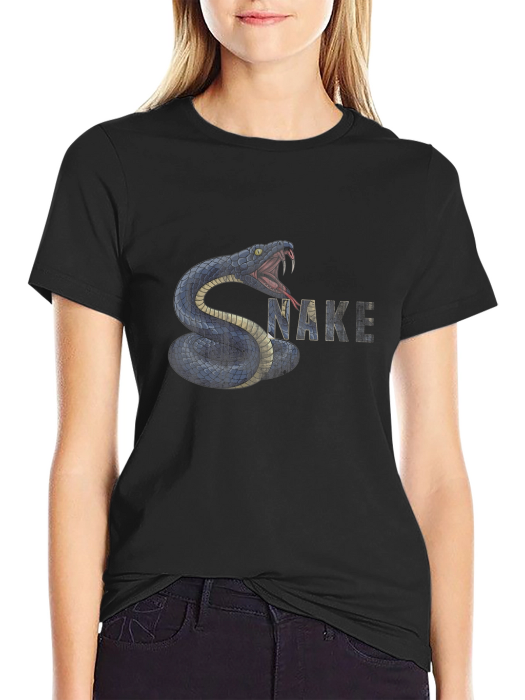 Snake Graphic T-Shirt - Black Cotton Tee