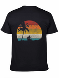 Retro Sunset Palm Tree Canoe T-Shirt