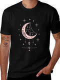 Celestial Moon Graphic Tee - Black