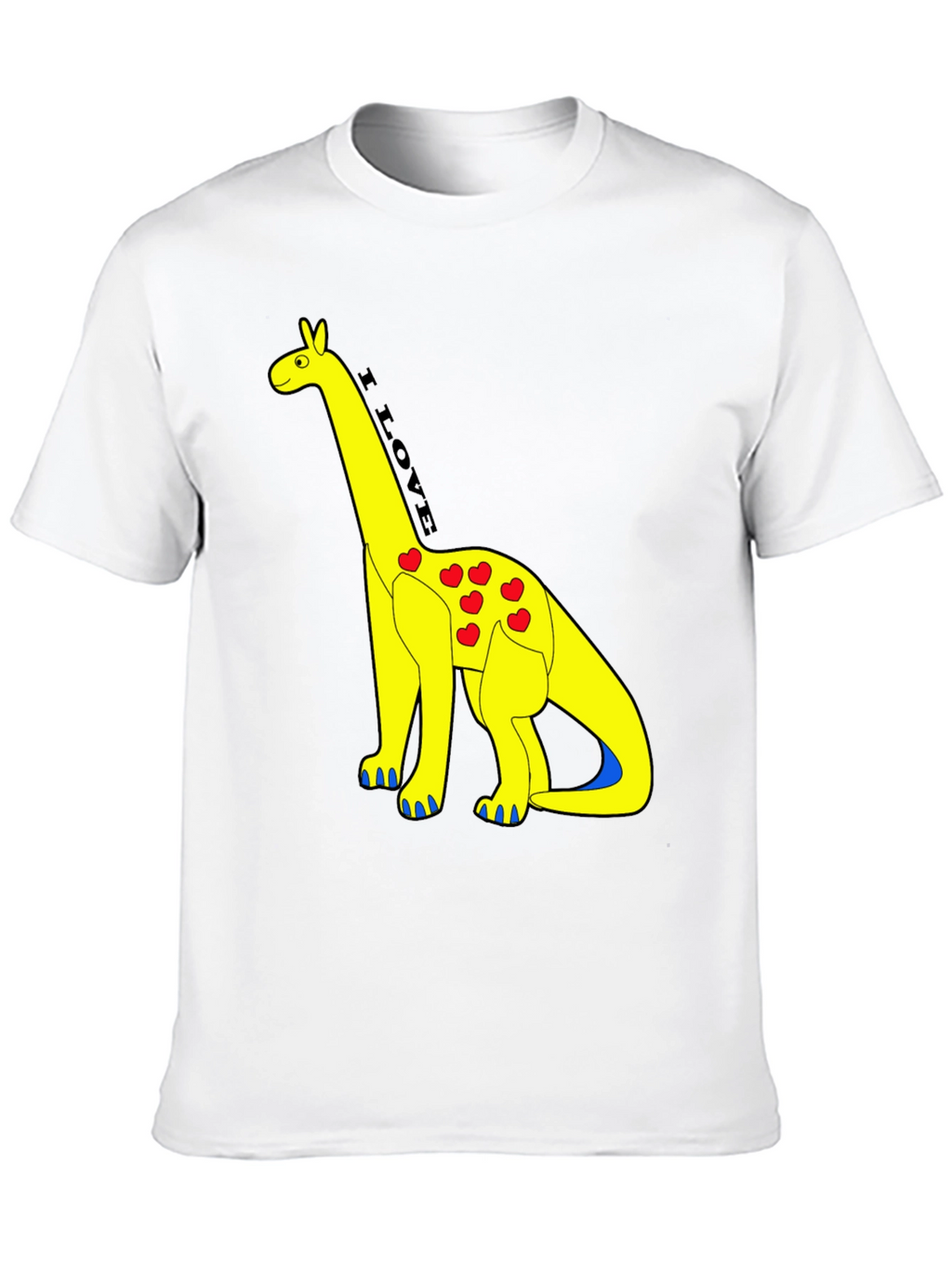 I Love Dinos T-Shirt - Yellow Dino with Hearts