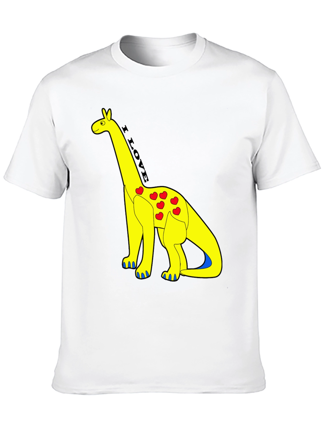 I Love Dinos T-Shirt - Yellow Dino with Hearts