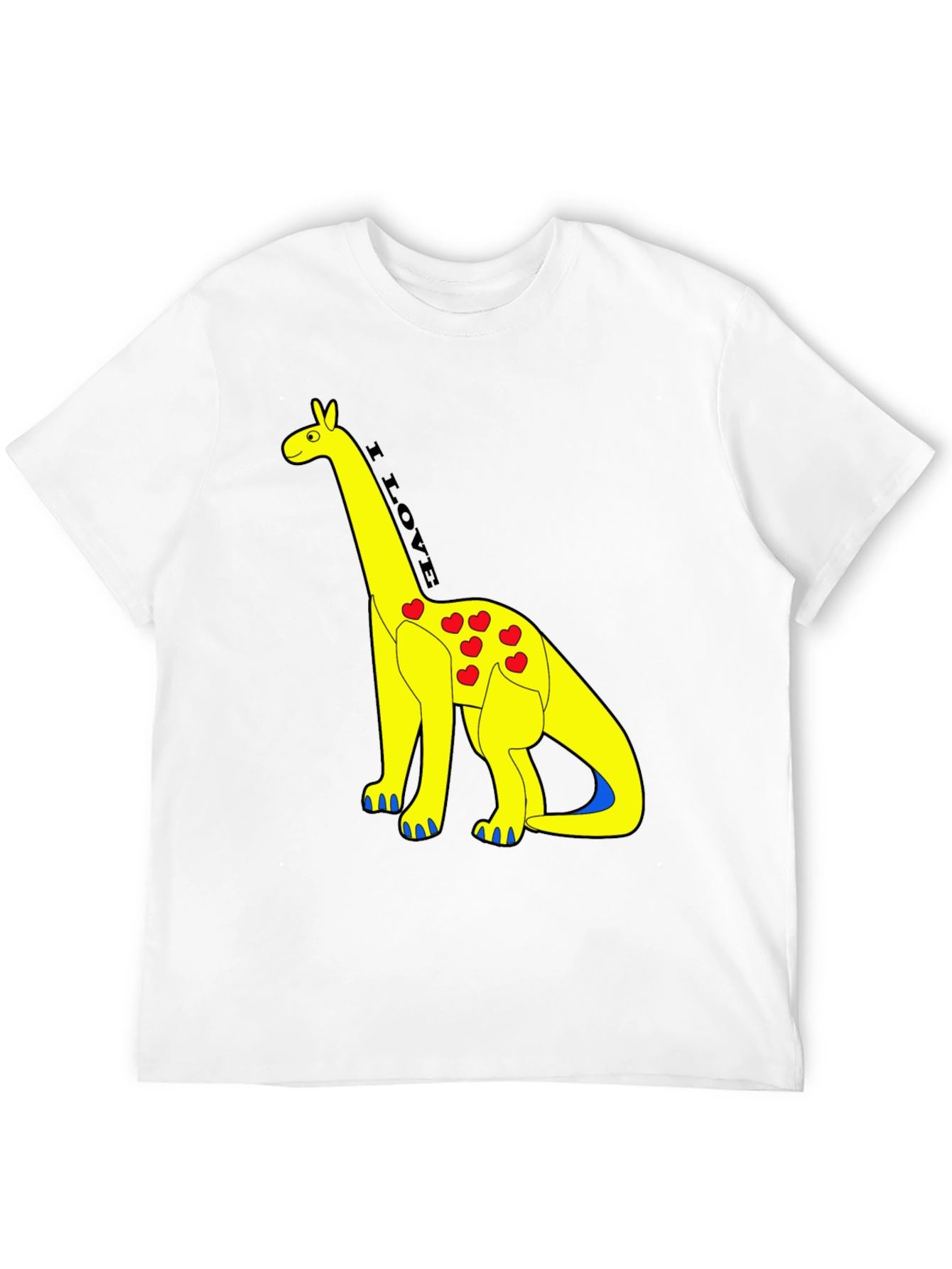 I Love Dinos T-Shirt - Yellow Dino with Hearts