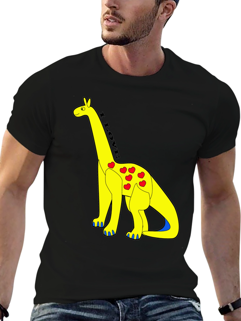 I Love Dinos T-Shirt - Yellow Dino with Hearts