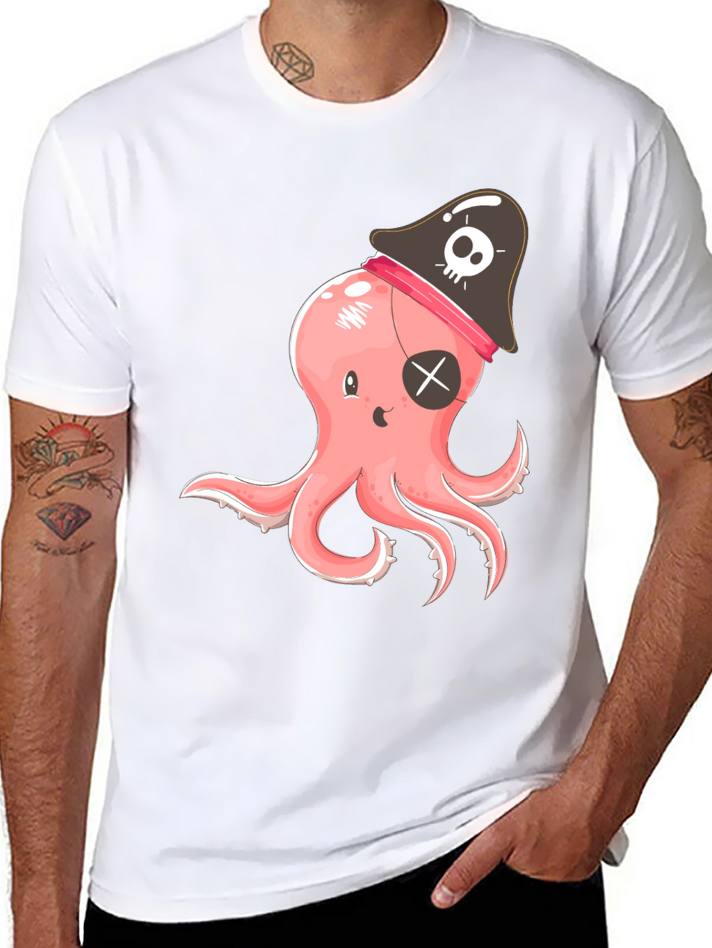 Pirate Octopus Graphic T-Shirt - Black Cotton Tee