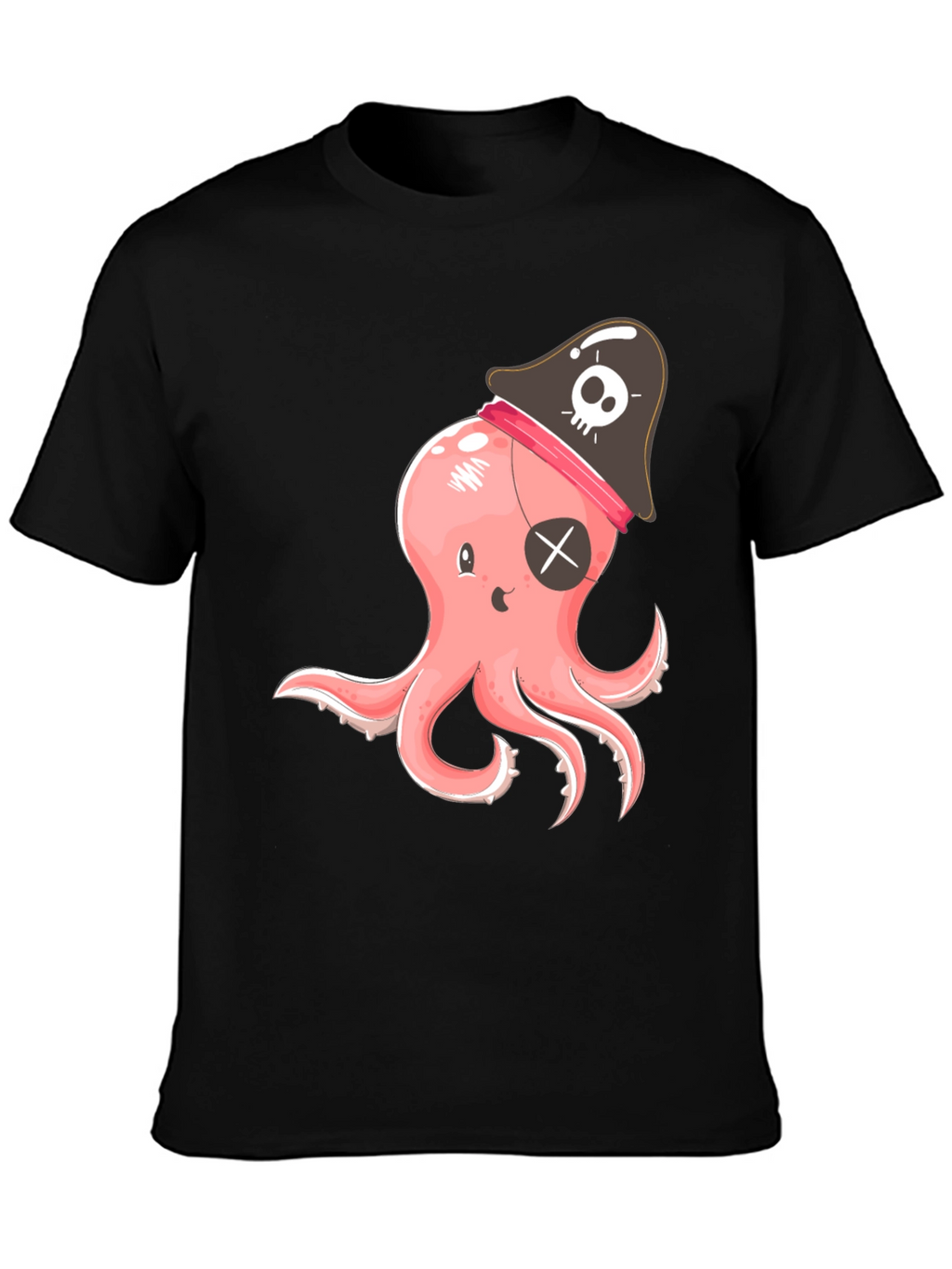Pirate Octopus Graphic T-Shirt - Black Cotton Tee