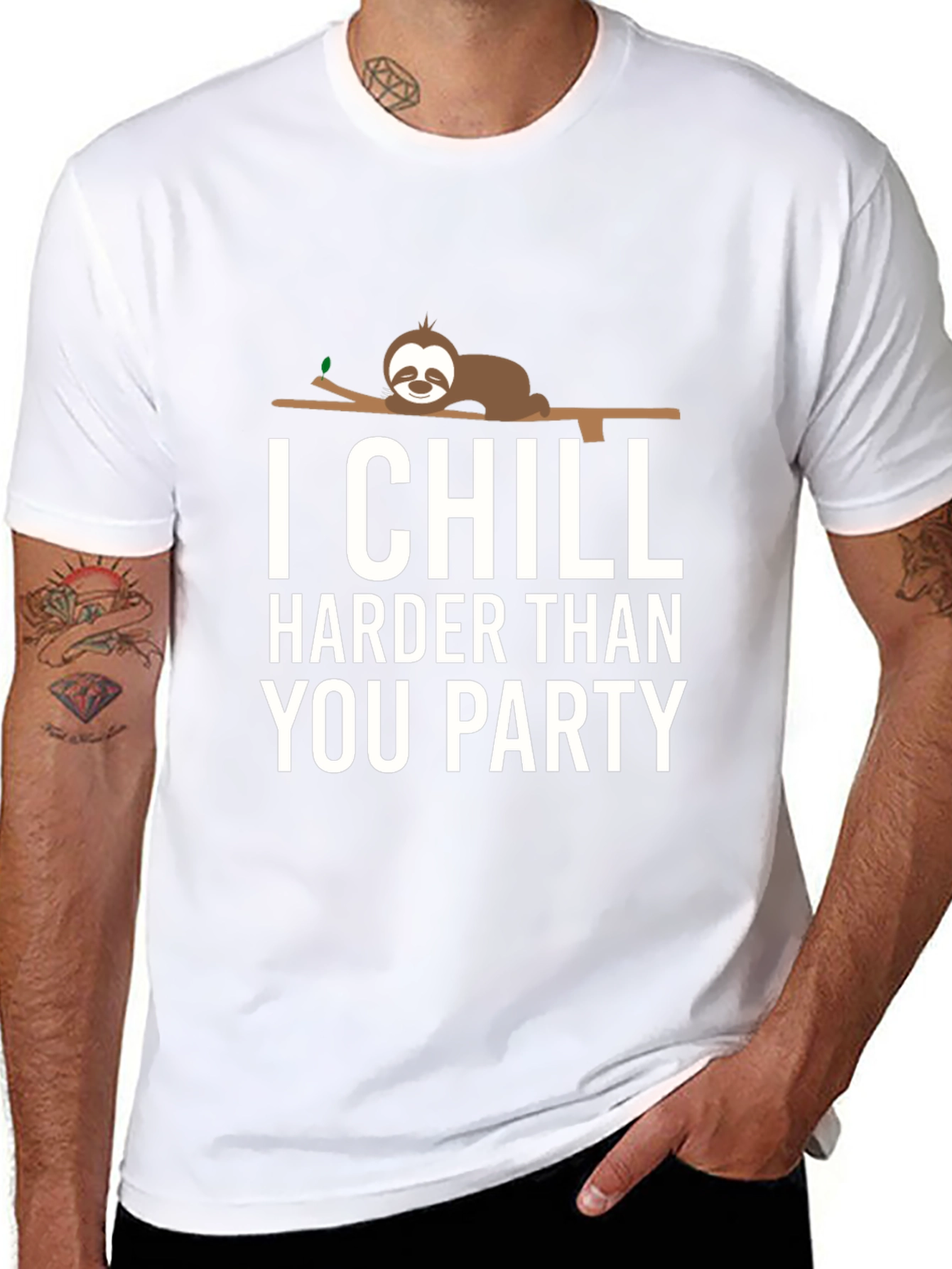 Chill Harder Sloth Graphic Tee - Relaxed Fit Black T-Shirt