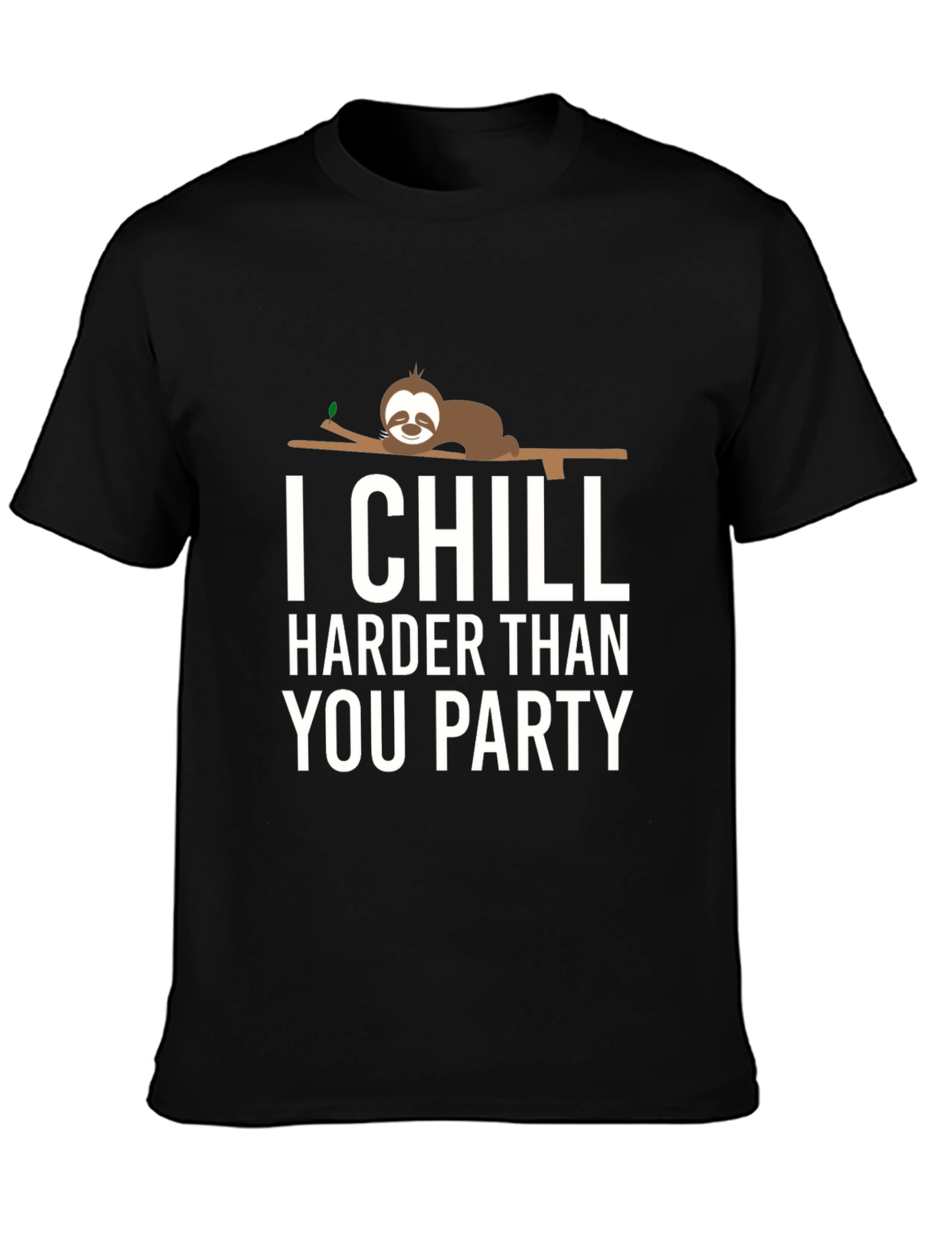 Chill Harder Sloth Graphic Tee - Relaxed Fit Black T-Shirt