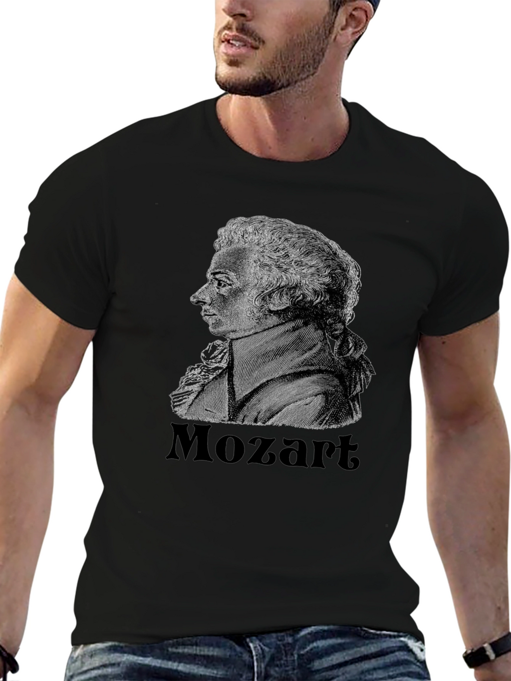 Mozart Graphic Print Black T-Shirt