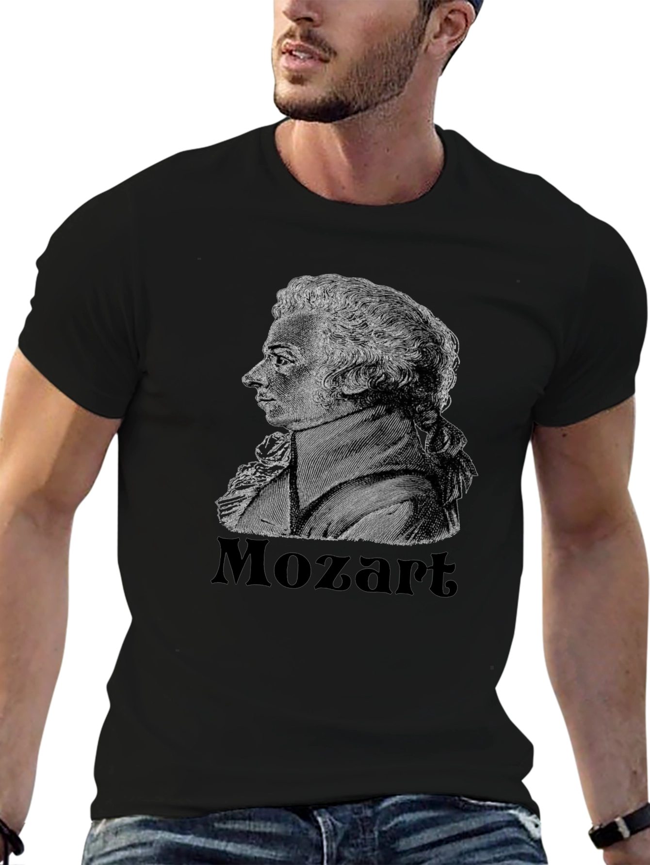 Mozart Graphic Print Black T-Shirt