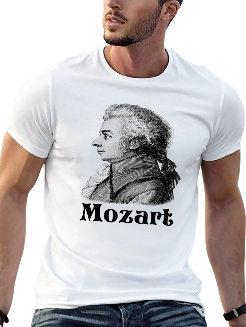 Mozart Graphic Print Black T-Shirt