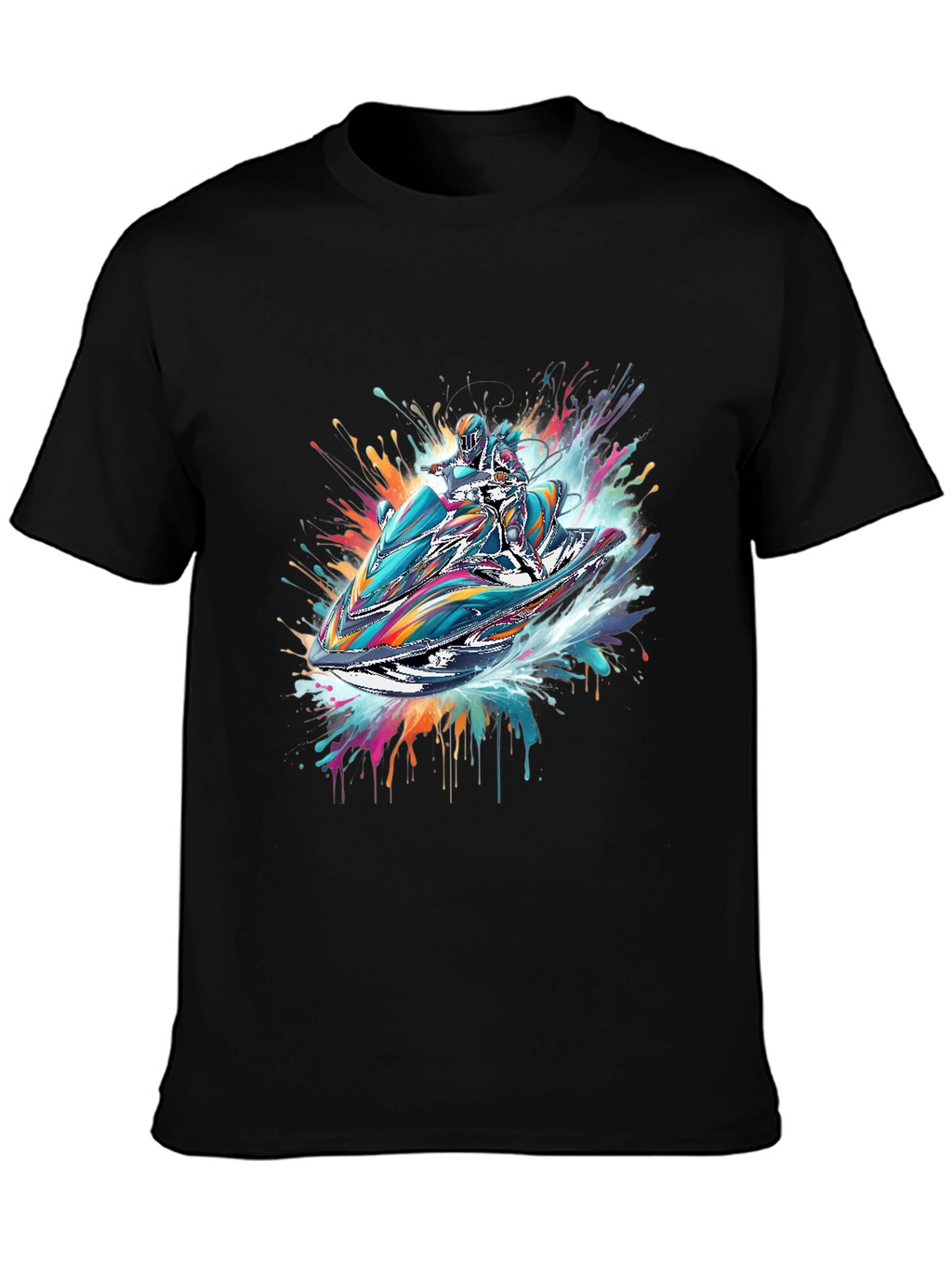 Jet Ski Rider Black T-Shirt - Vibrant Design