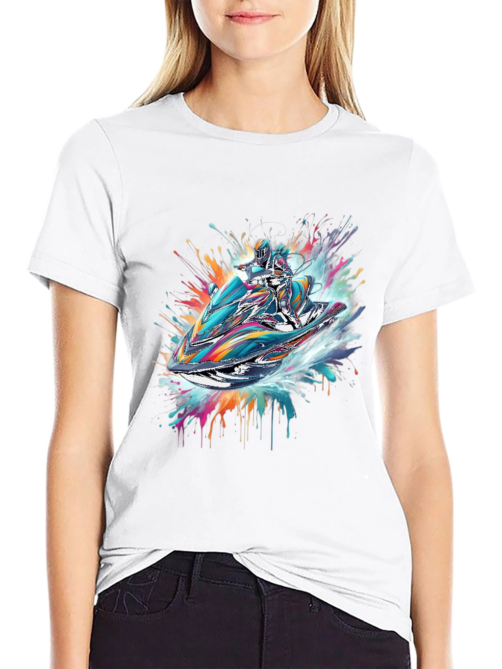 Jet Ski Rider Black T-Shirt - Vibrant Design