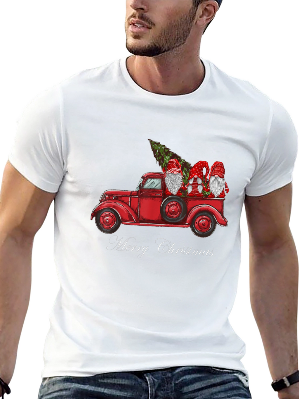 Merry Christmas Gnome Truck Tee