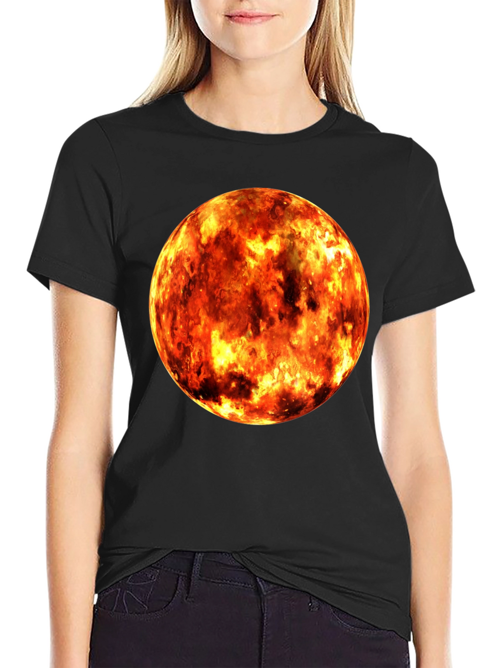 Fiery Planet Graphic Black T-Shirt