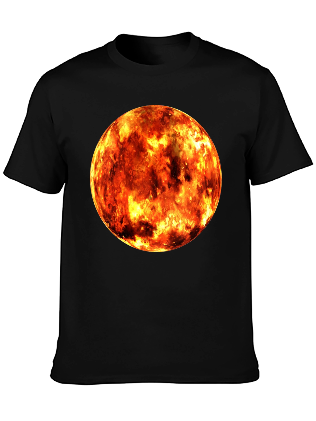 Fiery Planet Graphic Black T-Shirt
