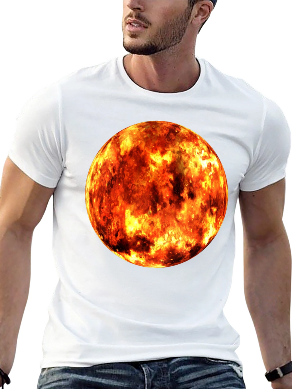 Fiery Planet Graphic Black T-Shirt
