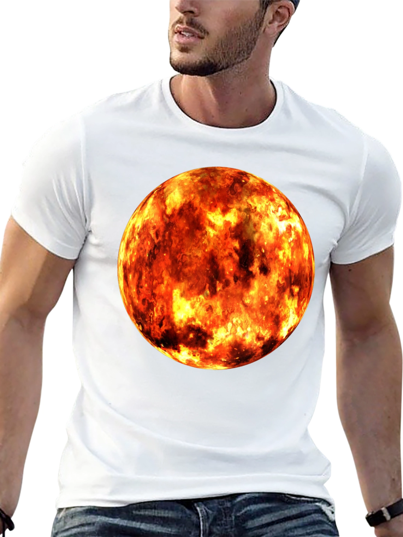Fiery Planet Graphic Black T-Shirt