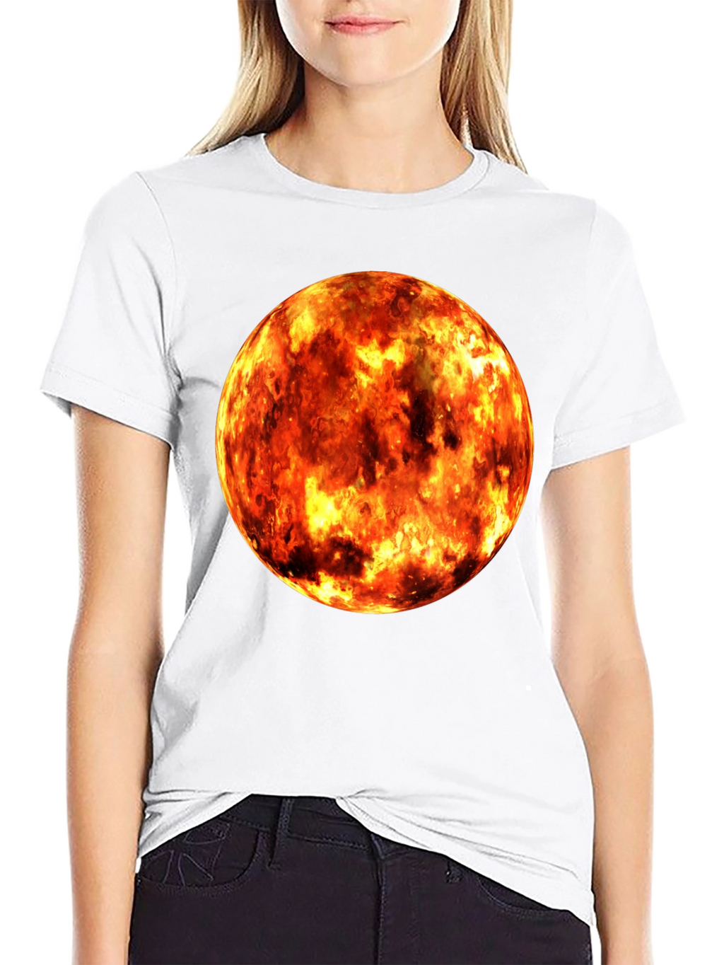 Fiery Planet Graphic Black T-Shirt