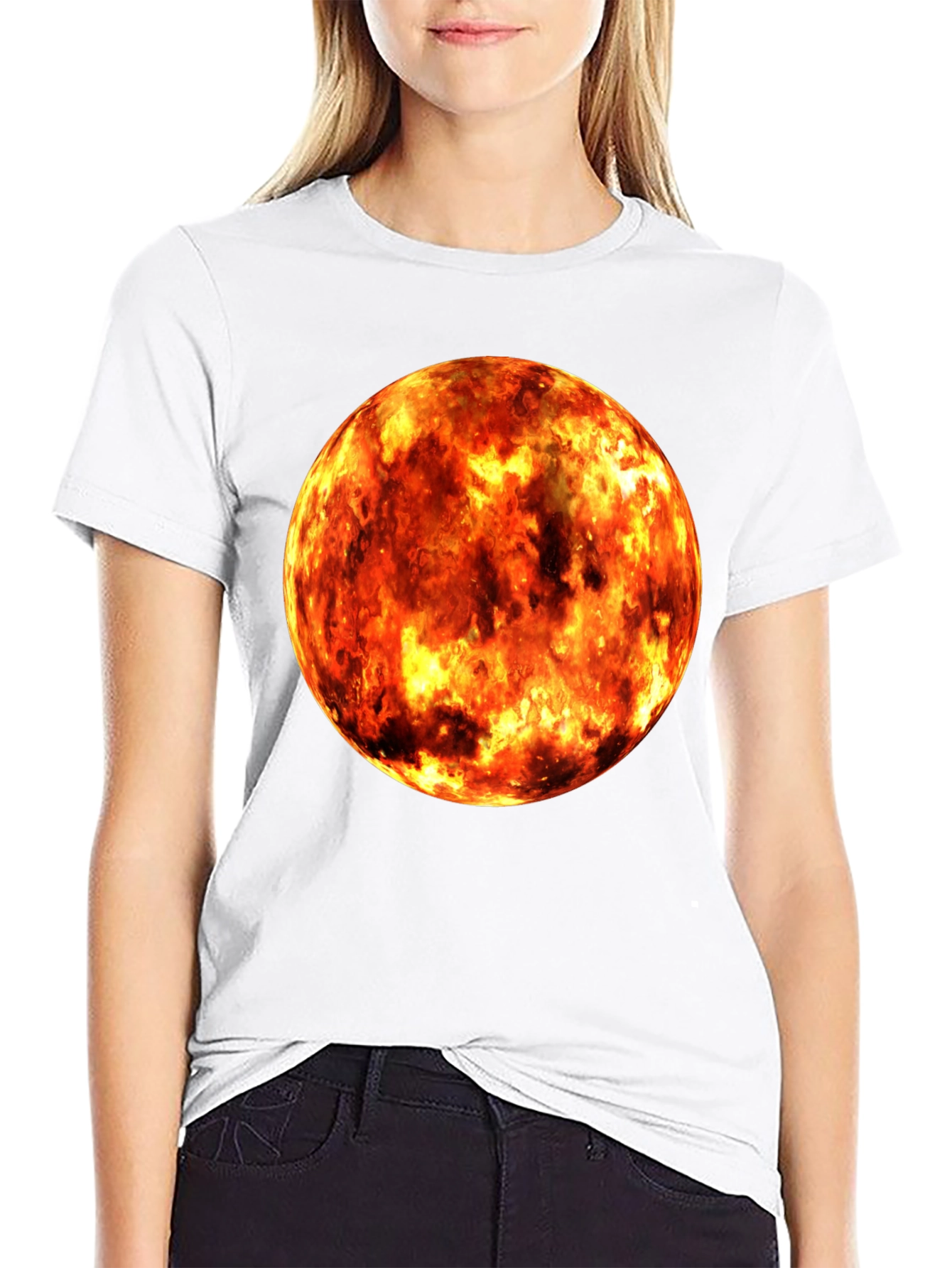 Fiery Planet Graphic Black T-Shirt