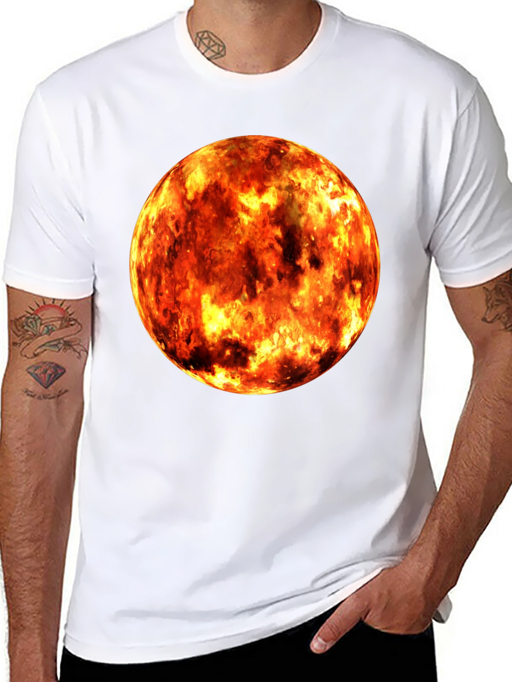 Fiery Planet Graphic Black T-Shirt