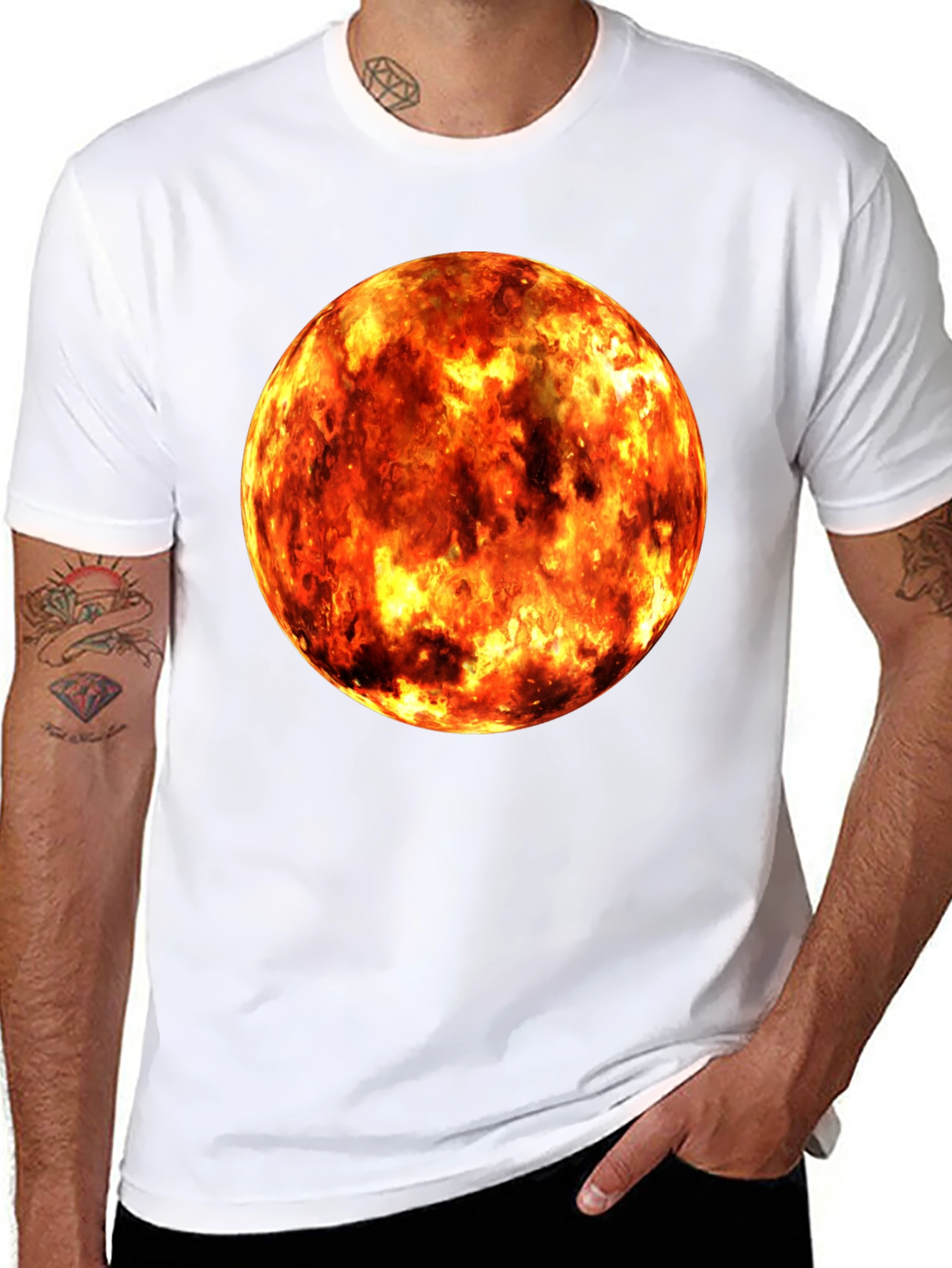 Fiery Planet Graphic Black T-Shirt