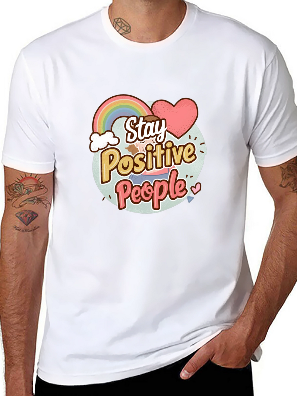 Stay Positive People Graphic Tee - Black