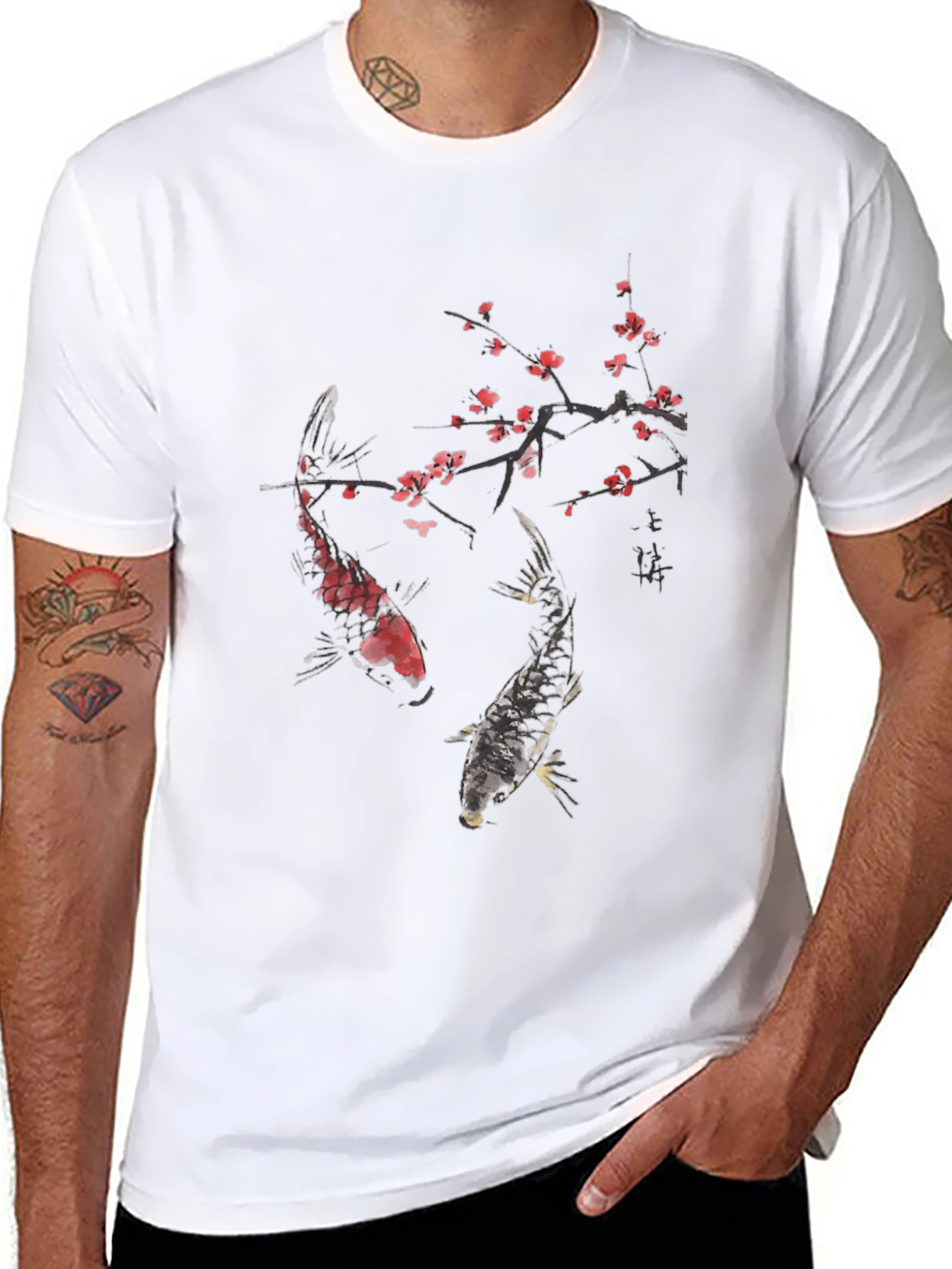 Koi Fish & Cherry Blossom Graphic Tee