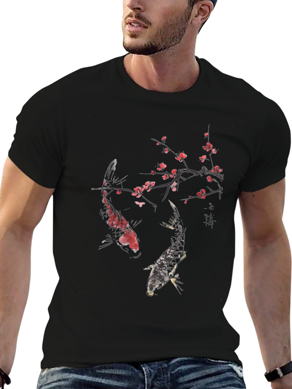 Koi Fish & Cherry Blossom Graphic Tee