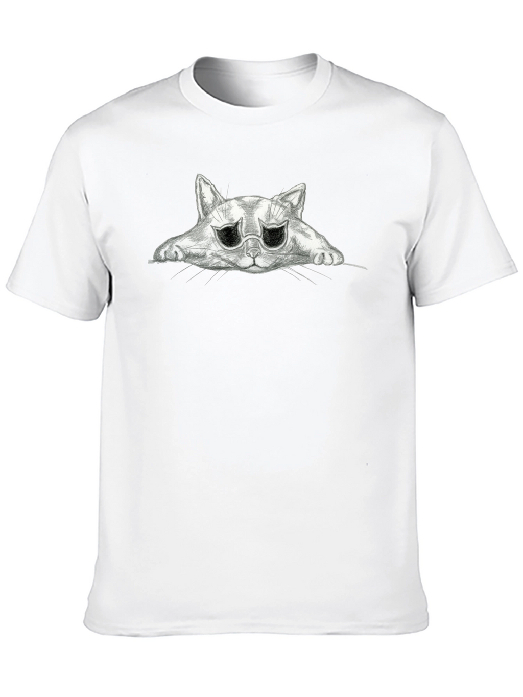 Sad Cat Graphic Black T-Shirt