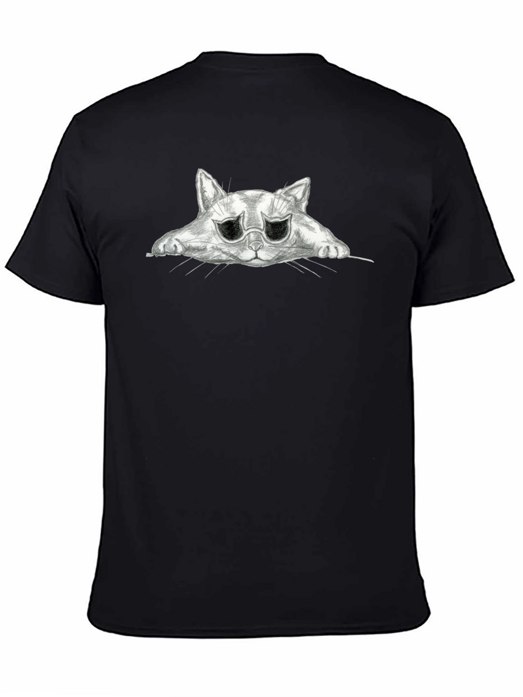 Sad Cat Graphic Black T-Shirt