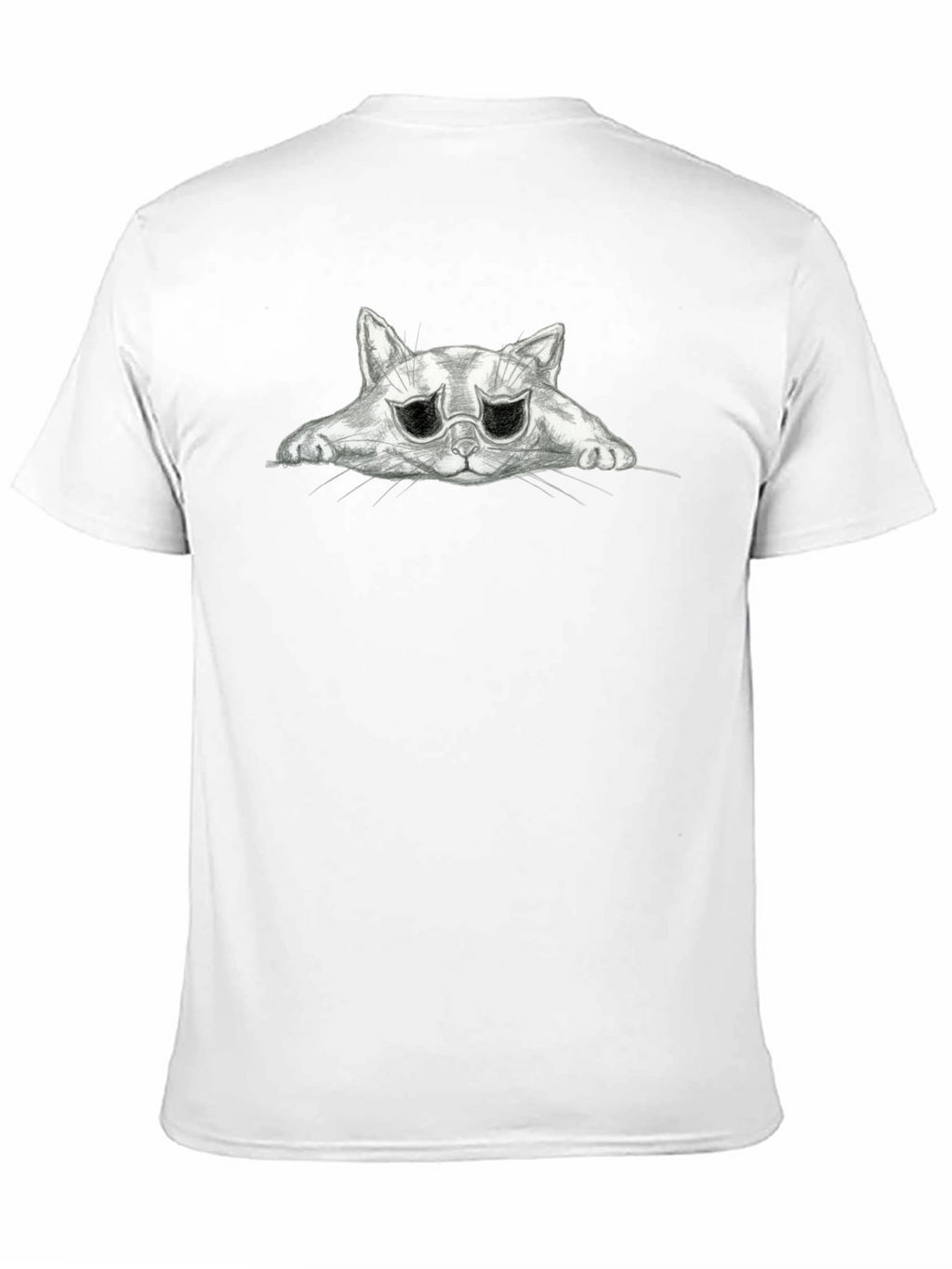 Sad Cat Graphic Black T-Shirt