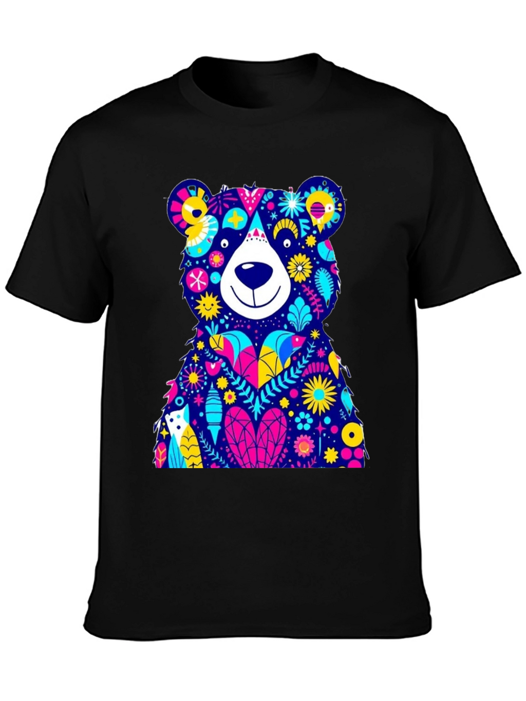 Floral Bear Graphic Tee - Soft Cotton