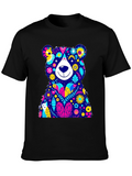 Floral Bear Graphic Tee - Soft Cotton