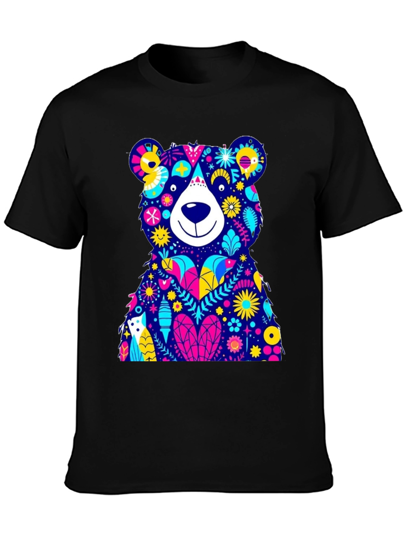 Floral Bear Graphic Tee - Soft Cotton