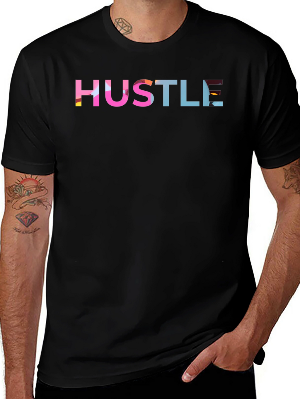 Hustle Graphic Print Black T-Shirt