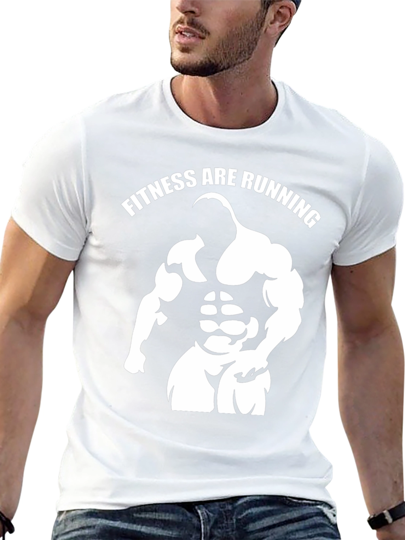 Fitness Are Running Gym Graphic Black T-Shirt