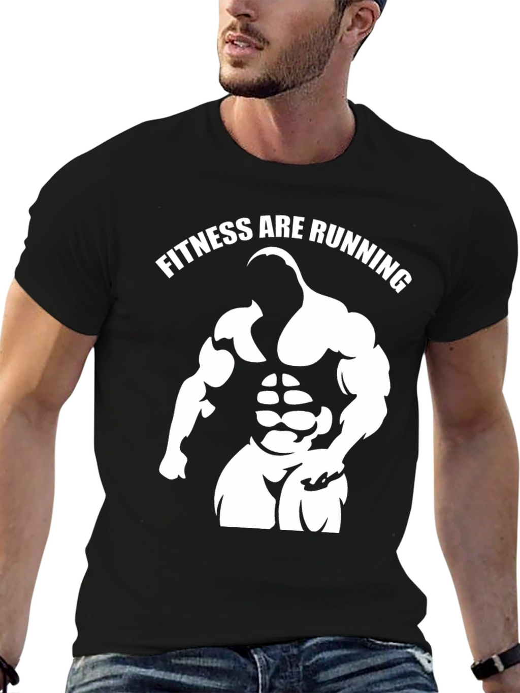 Fitness Are Running Gym Graphic Black T-Shirt