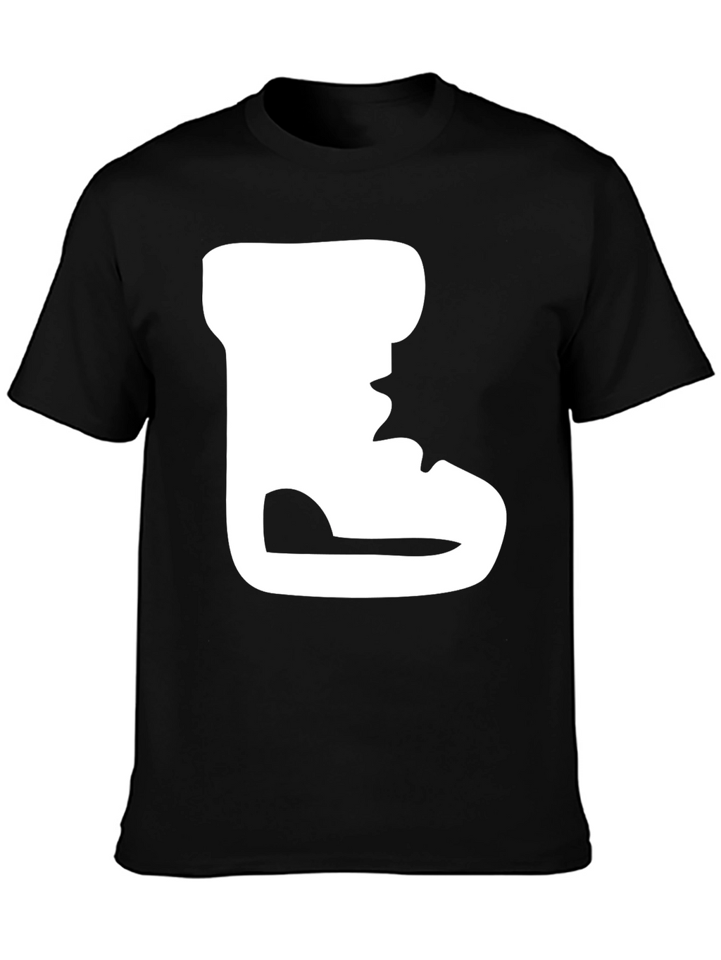 Black T-Shirt with White Boot Print