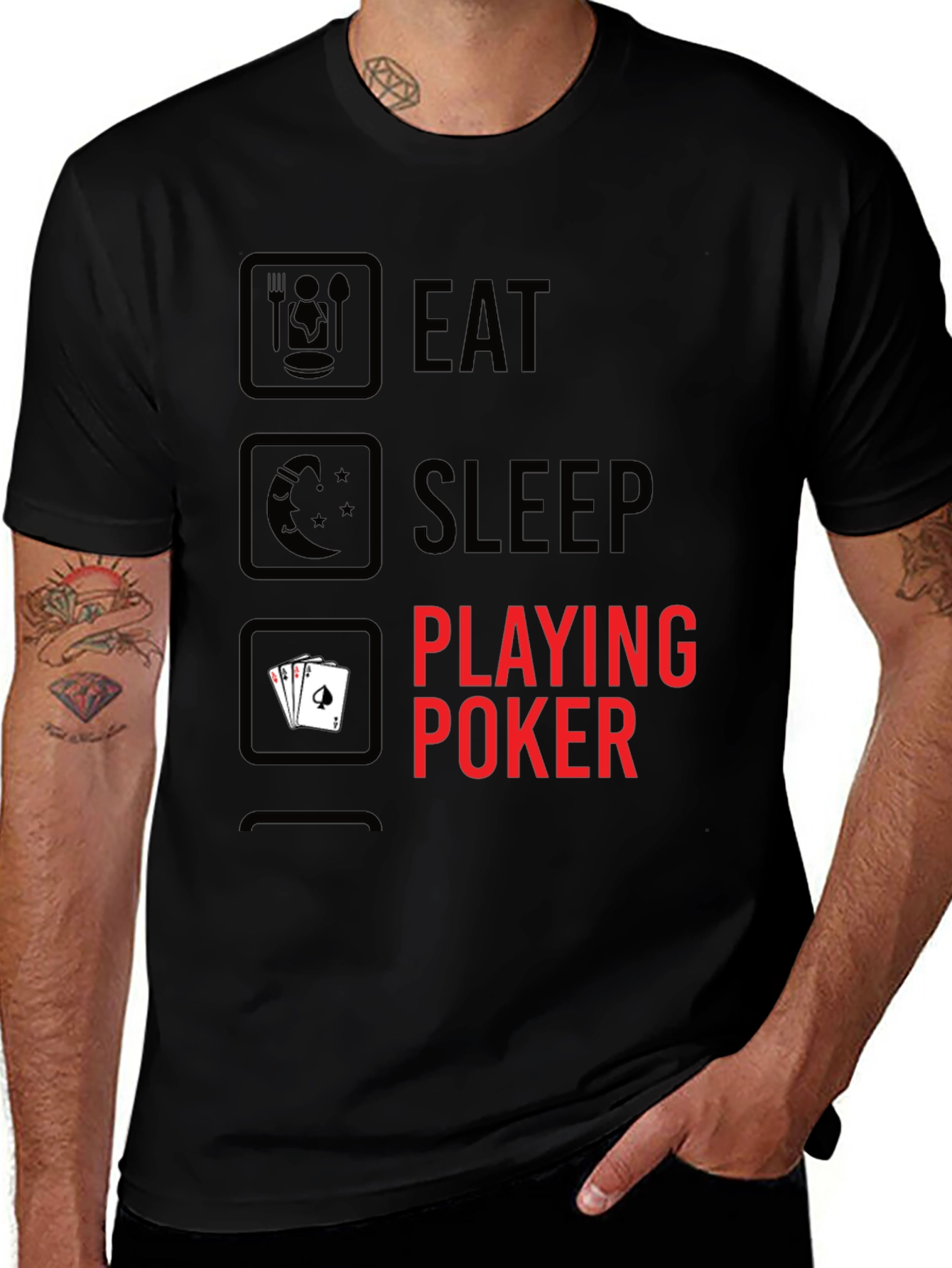 Eat Sleep Playing Poker Graphic T-Shirt
