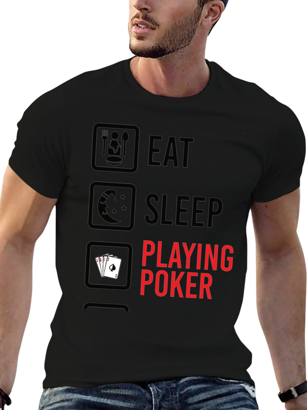 Eat Sleep Playing Poker Graphic T-Shirt