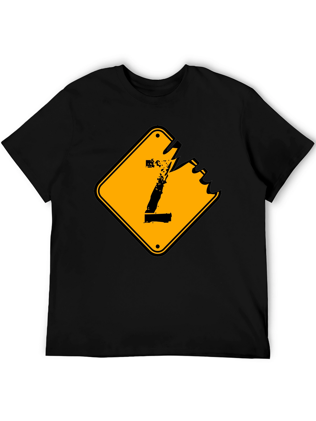 Distressed Number 1 Graphic Tee - Black Cotton