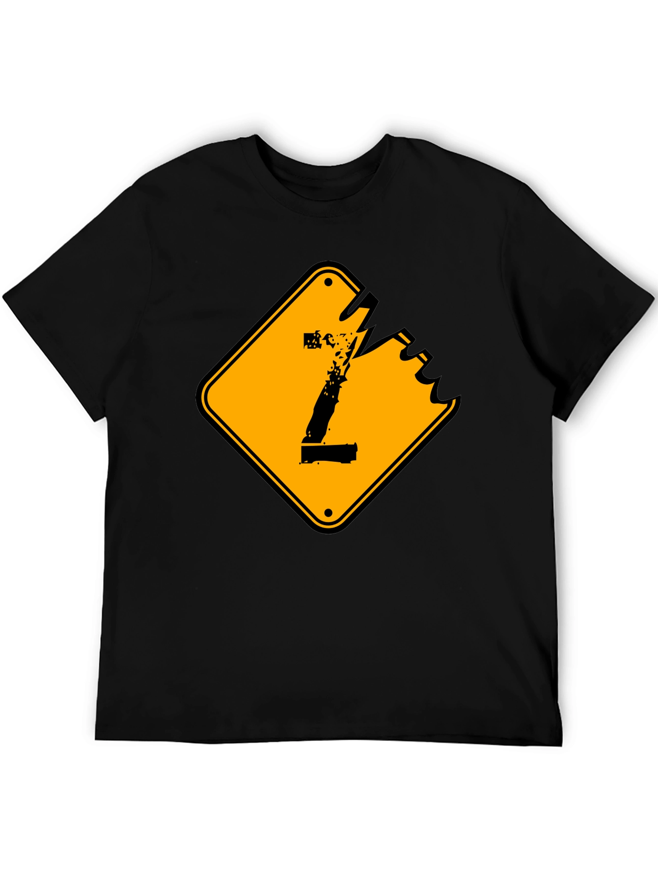 Distressed Number 1 Graphic Tee - Black Cotton